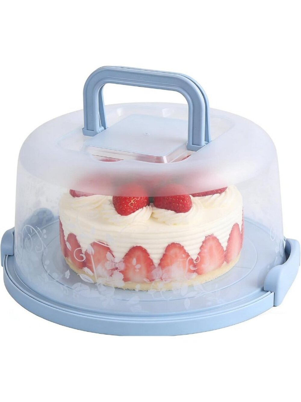Round Cake Carrier with Handle - Fits 6-8" Cakes, 4" Height, Portable Storage